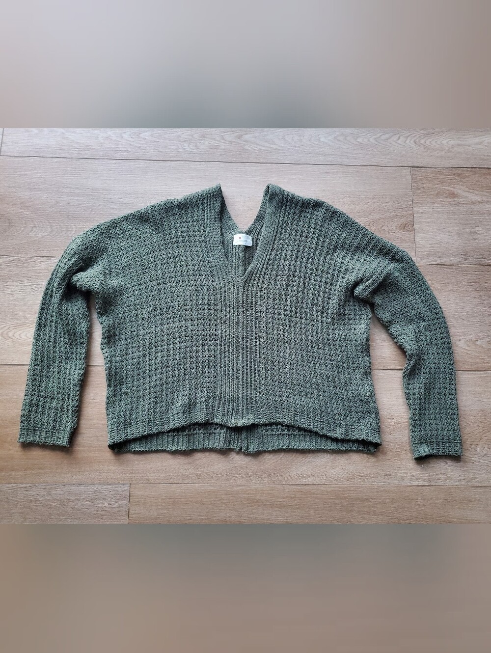 Poof Apparel Chenille Knit Olive Green Women’s Sweater, Large